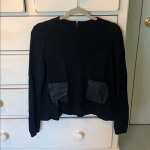 Black Banana Republic sweater with leather pockets